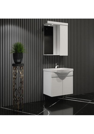 Lilyum Banyo Dolabı Takımı 55Cm Balon Kapak Pk109 Beyaz Lilyum Banyo Dolabı Takımı 55Cm Balon Kapak Pk109 Beyaz