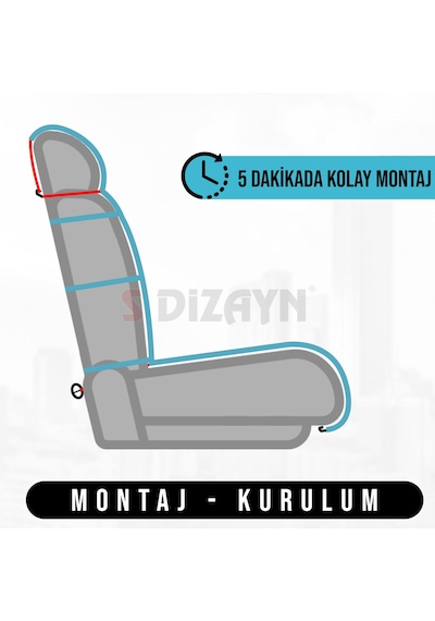 S-dizayn Oto Koltuk Koruyucu Kılıf Füme Universal 2 Parça Ön A+