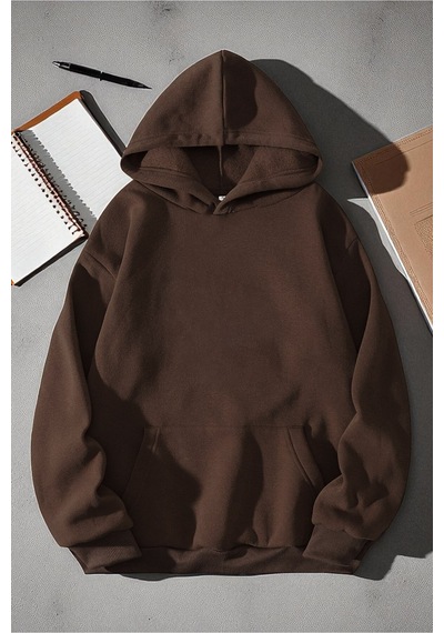Uyguntarz Enjoy Personel Time Baskılı Oversize Sweatshirt Kahverengi