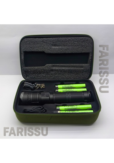 Or-g500 100w Ultra Güçlü Şarj Edilebilir El Feneri - Powerbank Özellikli, 1000 Metre Teleskopik Zoomlu Siyah