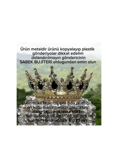 Pasta Taçı 12 Cm Metal Doğum Günü Taçı Kral Tacı Pasta Süsü Brithday Taçı Sarı Kaplı Siyah Taş - 689142162 Sarı Kaplı Siyah Taş
