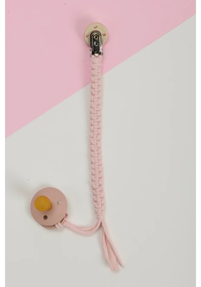 E&f Store El Örmesi Doğal Ahşap Emzik Askısı - Düz - Pembe