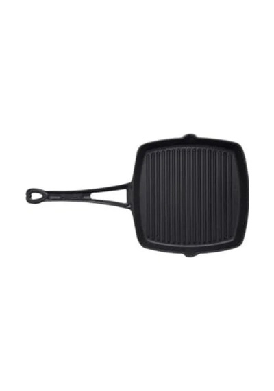 Metal Kulplu Döküm Izgara Tava, 26x26 Cm Boyut 001 Siyah