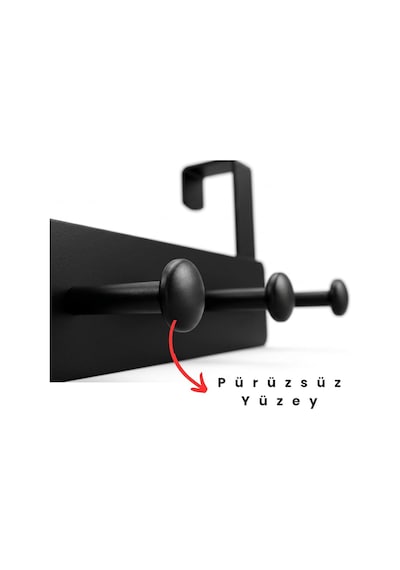 Metal Mat Siyah Kapı Arkası Askılık 7 Kancalı Amerikan Tipi Organizer Askı, Banyo Ve Oda Kapıları İçin Pra Diğer