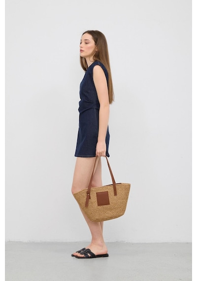 Shule Bags Vittoria Handmade Hasır Çanta Vizon Vizon