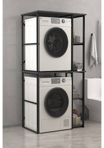 Bofigo Çamaşır Makinesi Dolabı Kurutma Makinesi Dolabı Metal Banyo Dolabı Mısra Antrasit
