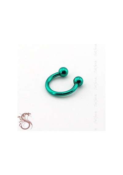 Parlak Yeşil Top Uçlu Yarım Halka Çelik Piercing P387 Beyaz