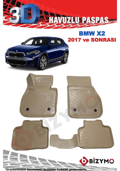 Bmw X2 2017 Ve Sonrası Bej 3D Havuzlu Paspas Takımı Bizymo
