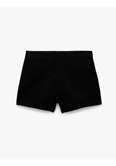 Koton Pamuklu Rahat Kalıp Cepli Denim Şort Etek Siyah 7wal70023md