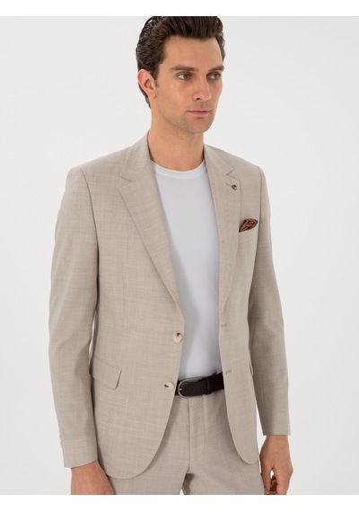 Cacharel Bej Slim Fit Yün Takım Elbise