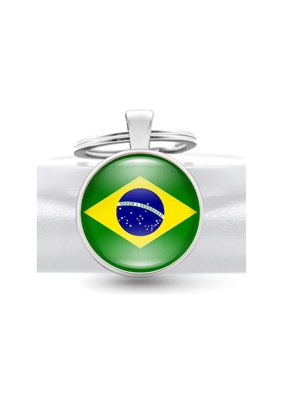 Tamgacrafts Brezilya Brazil Bayrağı Metal Anahtarlık Ülke Temalı Hediyelik Çok Renkli