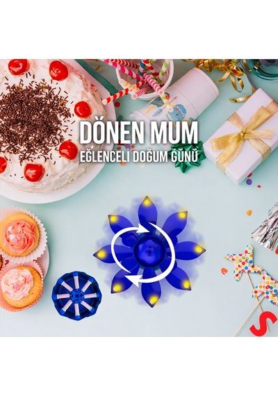Kendiliğinden Açılan Ve Müzikle Dönen Doğum Günü Mumu