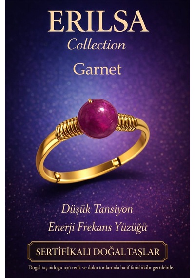 Sertifikalı Düşük Tansiyon  Yüzüğü Lal Garnet Taşı Ayarla Çok Renkli