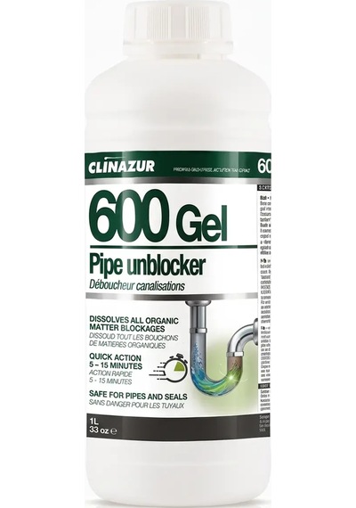 Clin Azur 600 Gel - 1 Lt Boru Tıkanıklık Açıcı - Tekne Ve Karavanınızdaki Tıkanıklıklara Profesyonel Ve Hızlı Çözüm