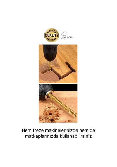 Premium Çok Amaçlı 3'lü Freze Matkap Uç Seti Ahşap Tahta Delme Titanyum Kanal Açma Sunta Mdf Oyma