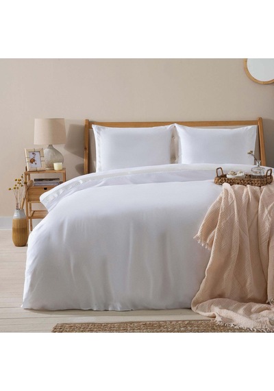 Annette %100 Pamuk King Size Nevresim Seti 230x220 Cm Beyaz
