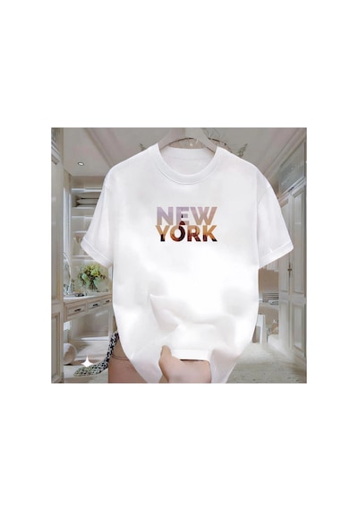 Tarzsokak Newyork Baskılı Beyaz