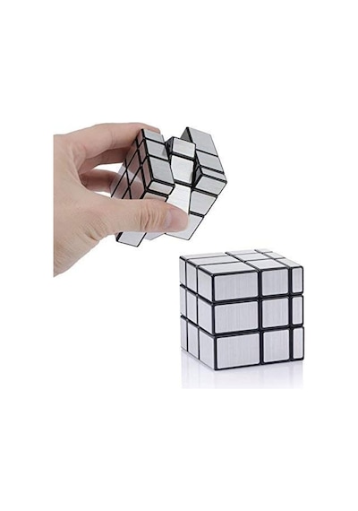 Geometrik Zeka Küpü 3x3 Farklı Şekiller Zor Bulmaca Zeka Oyuncakları Metalik Gri