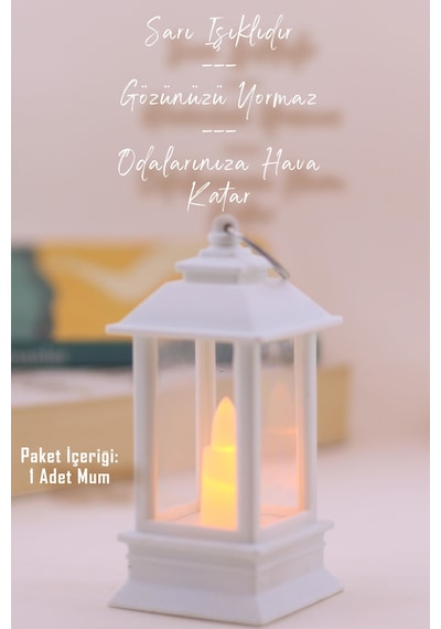 Led Mum Mini Dörtgen Tip Pil Dahil Dumansız Alev Ledli Yapay Dekoratif Mum Dekor Işığı Beyaz Pt434 Beyaz