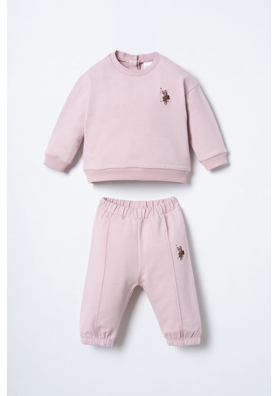 U.S. Polo Assn. Nakışlı Kız Bebek Pembe Uzun Kol Pijama Takım Usb3245-c-v3 Usb3245-c-v3