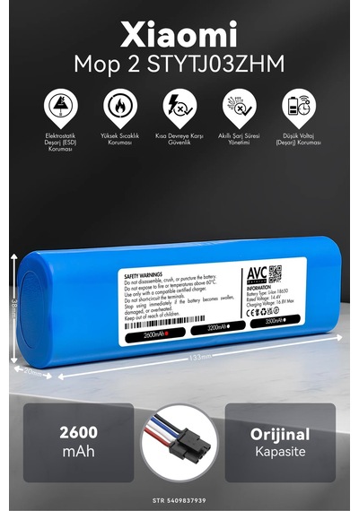 Xiaomi Mi Vacuum Mop 2 Stytj03zhm 2600mah Süpürge Bataryası M.ö