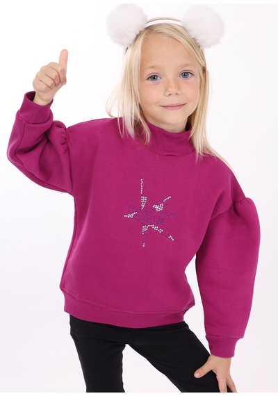 Toontoy Kız Çocuk Nakışlı Sweatshirt Mürdüm