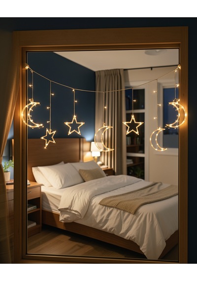 Led Işıklı Ay Yıldız Ramazan Dekoru İç Mekan Süsleme Aydınlatması Çok Renkli 31588791