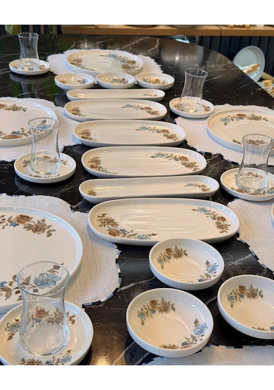 30 Parça Porselen Kahvaltı Takımı Rosella -5676 Beyaz