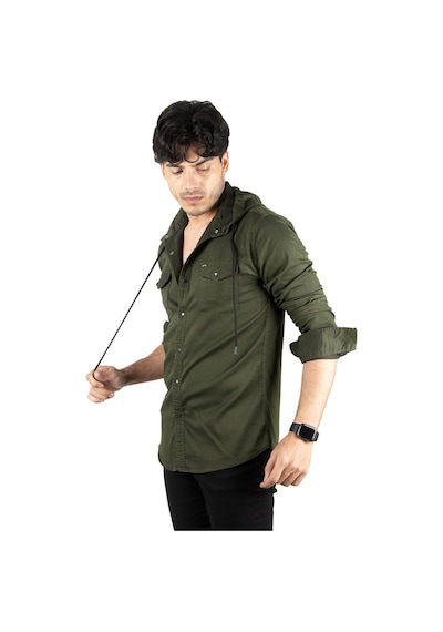 Deepsea Erkek Haki Kapüşonlu Cepli Slim Fit Gömlek Haki Deepsea Erkek Haki Kapüşonlu Cepli Slim Fit Gömlek Haki