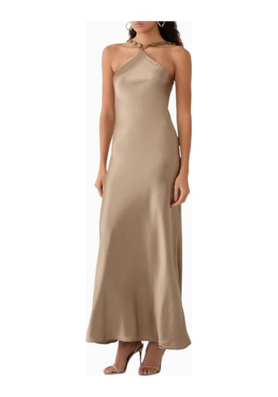 Staud Cadence Dress, Dar Kesim Şık Midi Elbise, Günlük Ve Özel Günler Bej