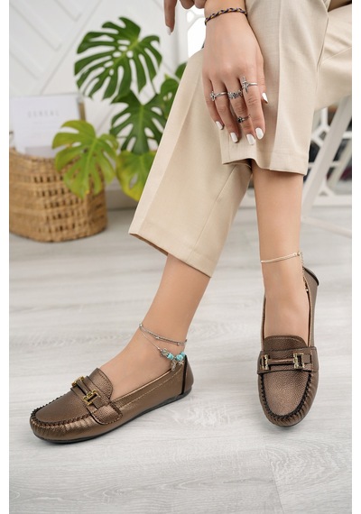 Khayt Daisy Casual Günlük Kadın Babet Ayakkabı Bakır