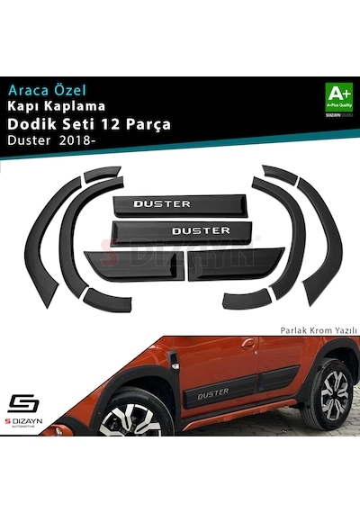 S-dizayn Dacia Duster 2 Kapı Koruma Ve Çamurluk Kaplaması Dodik Seti Parlak Krom Yazılı 12 Prç 2018-2023 A+ Kalite