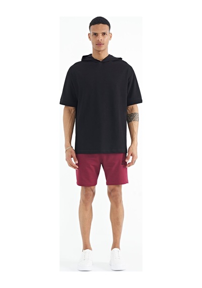 Tommy Life T11er-88179 Erkek Kapüşonlu Kol Etiket Detaylı Oversize T-shirt T11ER-88179-R1534