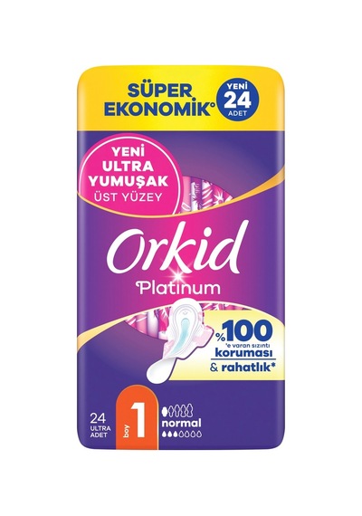 Orkid Platinum Hijyenik Ped Normal 24 Adet - Yumuşak Ve Kuru Koruma 2'li Ekonomik Paket - 2 Ade Tarı
