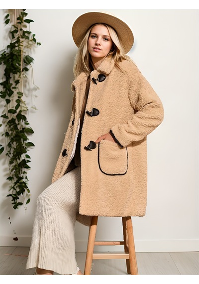 Hiramir Peluş Rahat Kalıp Mont Beyaz Ks2506 Camel