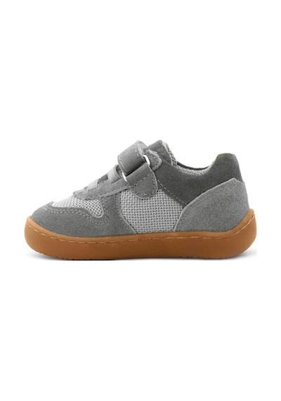 Rakerplus Bob Hakiki Deri Gri Barefoot Cırtlı Lastikli Bebek Sneaker Ayakkabı Gri