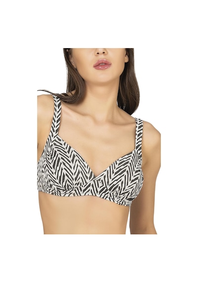 Endeep Kadın Zigzag Desenli Bağlama Detaylı Toparlayıcı Bikini Takımı Siyah-beyaz