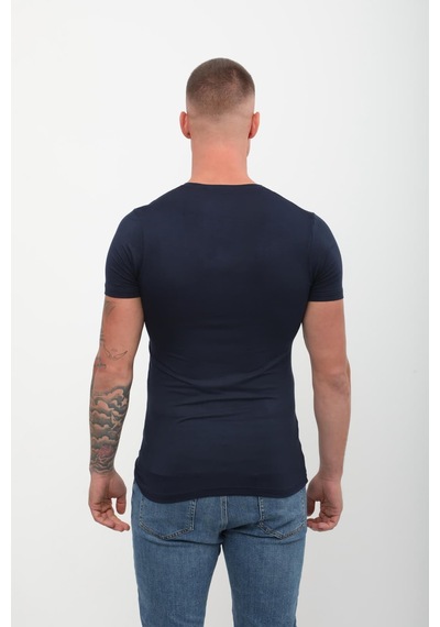 V Yaka Basic Tişört Siyah 001