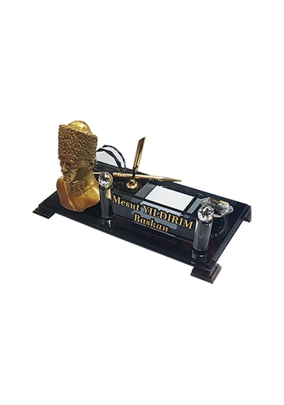 Kristal Masaüstü Kalemli İsimlik Ofis Makam M215 Ataturk