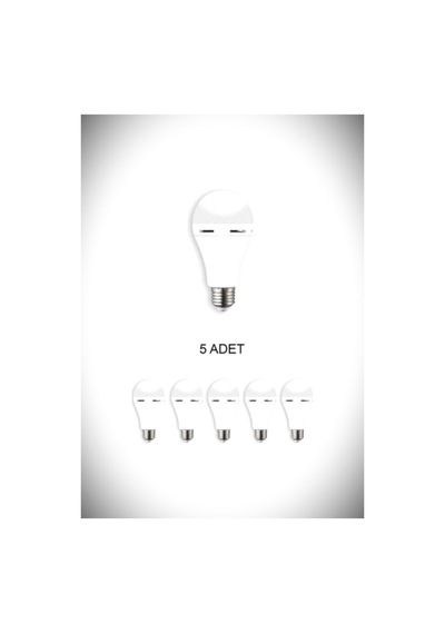 Ct-4229 5'li Paket Şarjlı Led Ampul E27 Duylu Beyaz Işık