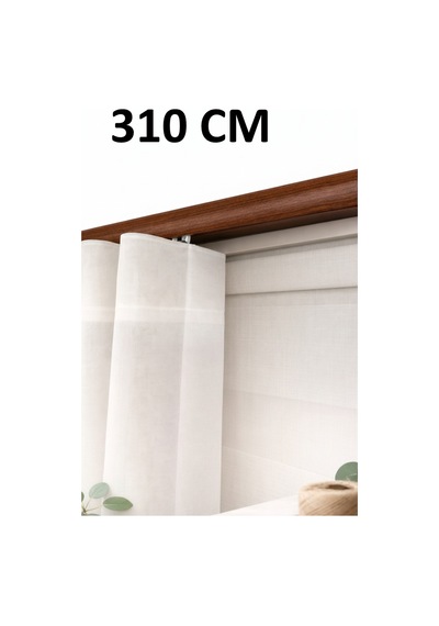 Ceviz Dekoratif Ray 2 Kanallı Dekoratif Metal Perde Kornişi Ceviz310cm - 847807672 Ceviz310cm
