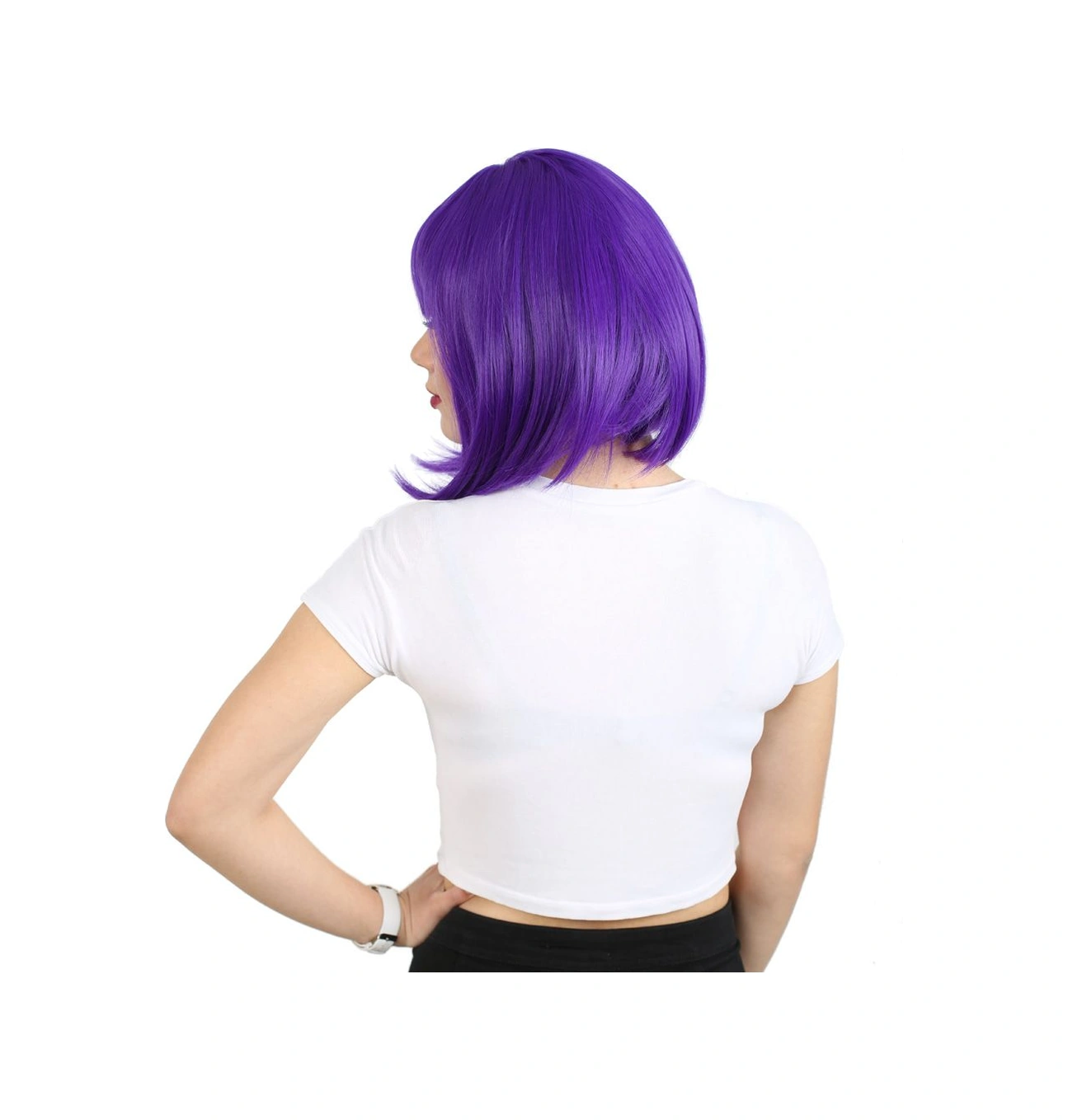 Küt Kahküllü Fiber Sentetik Peruk / Mor - Elm-01-713791 Karışık - Çok Renkli