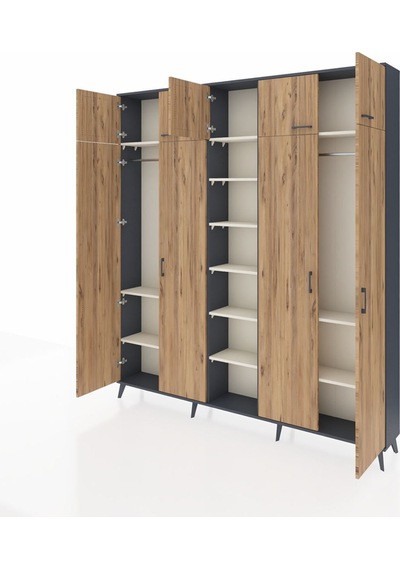 Arges Dolap 12 Raflı 9 Kapaklı 2 Askılı 220x30x243 Antrasit-çam/aytaşı Atlas Çam/aytası Arges Dolap 12 Raflı 9 Kapaklı 2 Askılı 220x30x243 Antrasit-çam/aytaşı Atlas Çam/aytası