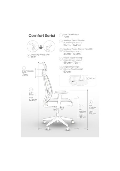 // Comfort White Yönetici Koltuğu Ofis Çalışma Koltuğu Beyaz