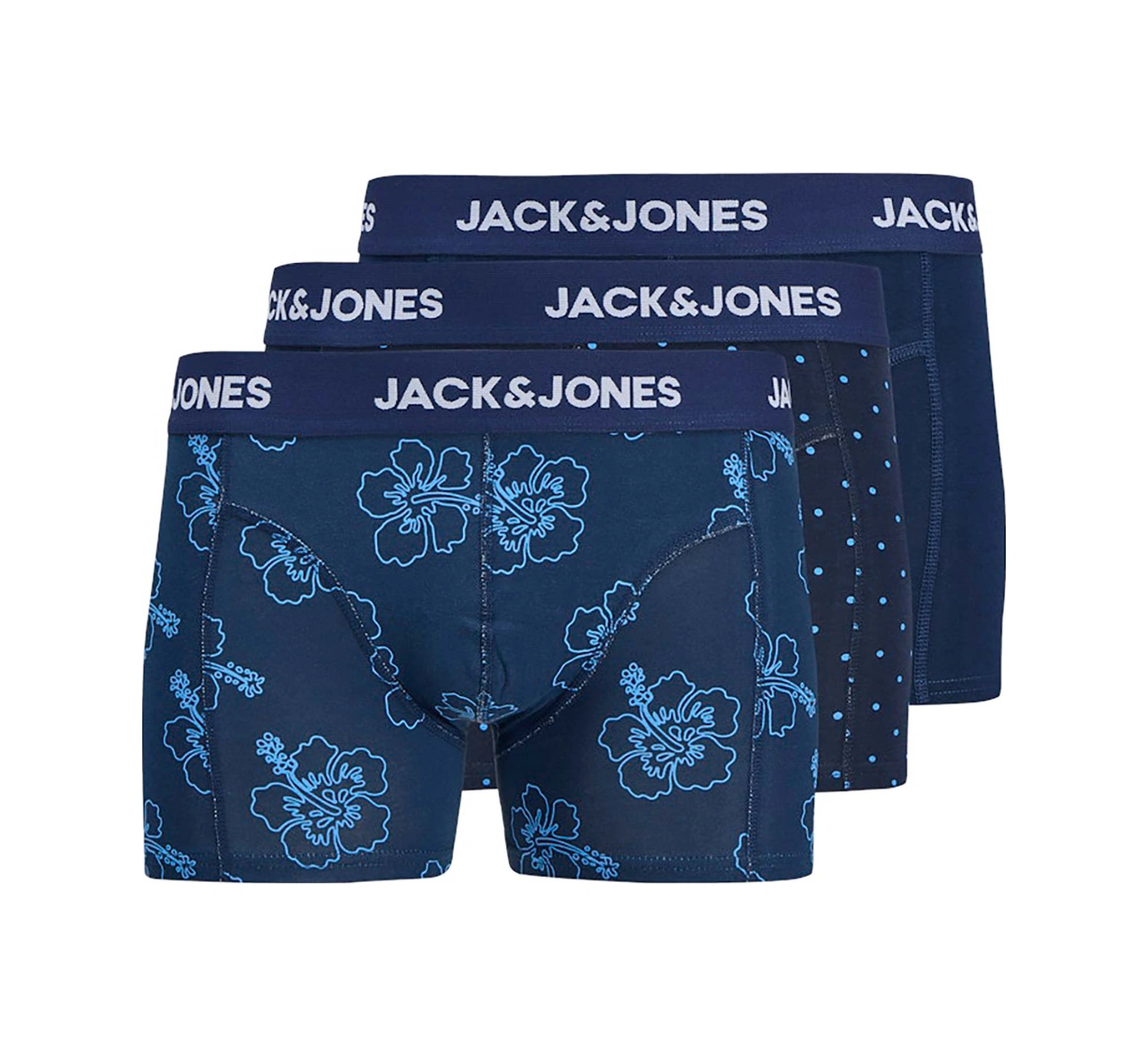 Jack & Jones Anthony Print Erkek 3'lü Boxer 12298171-pbl Mavi