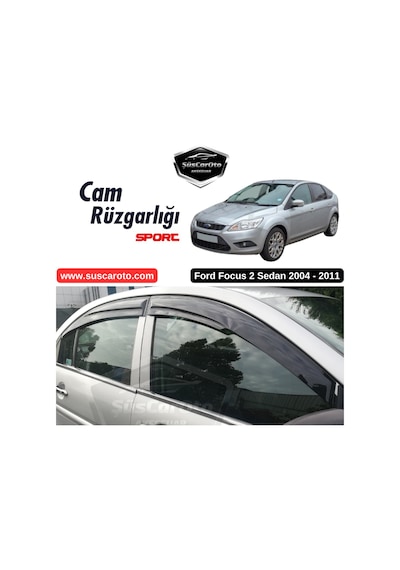 Ford Focus 2 - 2.5 Sedan 2004-2011 Uyumlu Mugen Cam Rüzgarlığı Seti Piano Black 4'lü İthal (00) (ŞüsCarOto Aksesuar)