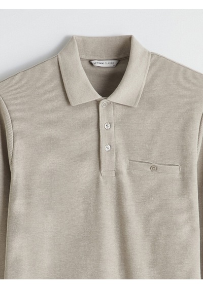 Lcwaıkıkı Classic Bej Polo Yaka Erkek Sweatshirt