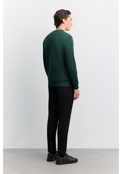 Avva Erkek Koyu Yeşil Bisiklet Yaka 3 İplik Şardonlu -5 Dereceye Dayanıklı Regular Fit Sweatshirt A62y1291