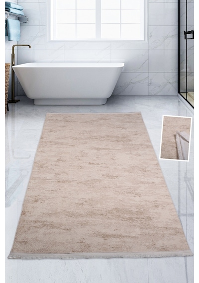 Nova Krem 100x200 Cm Büyük Ebat Banyo Paspası Spor Saçaklı Kaymaz Krem