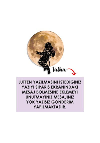Kişiselleştirilebilir Led Işıklı Epoksi Cam Katmanlı Tablo Astronot Dolunay Sarı - 738250971 Sarı